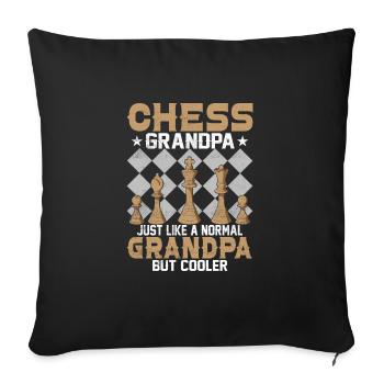 Grand-père d’échecs comme un grand-père normal mais cool - Housse de coussin décorative 45 x 45 cm - noir - Devant