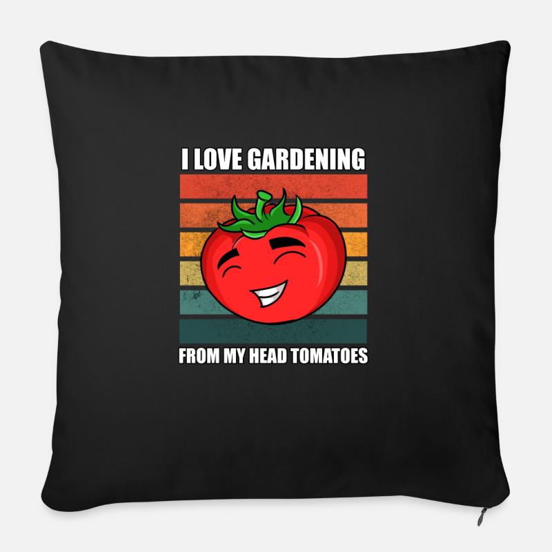 Lustiges Tomaten-Outfit - Sofakissenbezug 45 x 45 cm - Schwarz