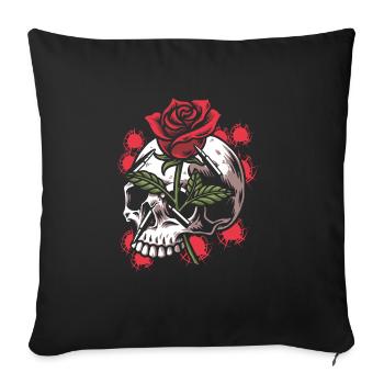 Bullets and Skull Roses Aesthetic Dripping Pattern - Sofakissenbezug 45 x 45 cm - Schwarz - Vorne