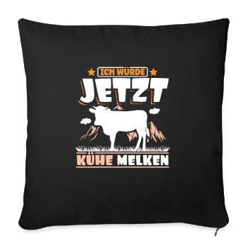 Landwirt Bauer Kühe melken - Sofakissenbezug 45 x 45 cm - Schwarz - Vorne