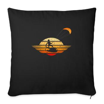 Kiteboarding Retro Kiteboard Kitesurf Funny - Sofakissenbezug 45 x 45 cm - Schwarz - Vorne