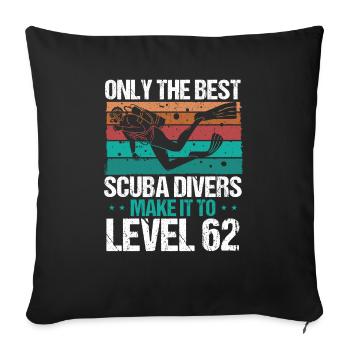 62 Scuba Diving Level 62 Year Diver Snorkeling - Sofa pillowcase 17,3'' x 17,3'' (45 x 45 cm) - black - Front