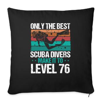 76 Scuba Diving Level 76 Year Diver Snorkeling - Sofa pillowcase 17,3'' x 17,3'' (45 x 45 cm) - black - Front