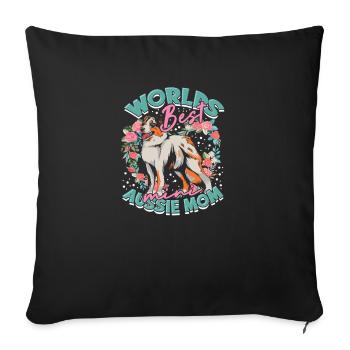 Meilleure maman australienne du monde - berger australien - Housse de coussin décorative 45 x 45 cm - noir - Devant