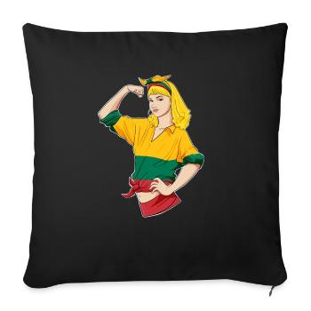 Lithuanian Girl Unbreakable I Heritage Lithuania - Sofakissenbezug 45 x 45 cm - Schwarz - Vorne