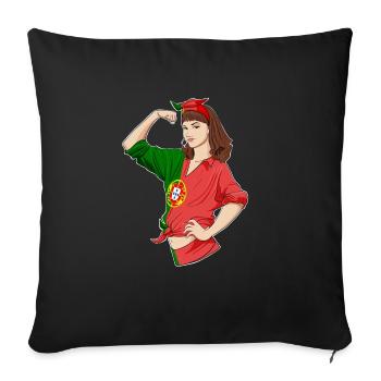 Fille portugaise Unbreakable Héritage portugais - Housse de coussin décorative 45 x 45 cm - noir - Devant