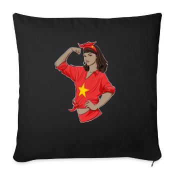 Fille vietnamienne Héritage vietnamien incassable - Housse de coussin décorative 45 x 45 cm - noir - Devant