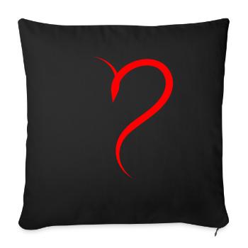 Demi-cœur rouge - Housse de coussin décorative 45 x 45 cm - noir - Devant