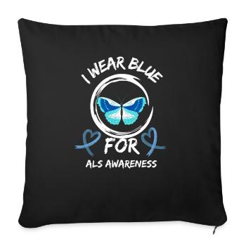 ALS awareness Lou Gehrig’s Disease Blue Ribbon - Sofa pillowcase 17,3'' x 17,3'' (45 x 45 cm) - black - Front