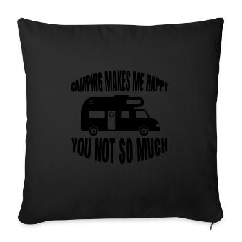 Camping Cadeau Camping Camping Camping Camping Caravane - Housse de coussin décorative 45 x 45 cm - noir - Devant