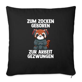 Gamer Roter Panda - Computer Spiele Online Spiele - Sofakissenbezug 45 x 45 cm - Schwarz - Vorne