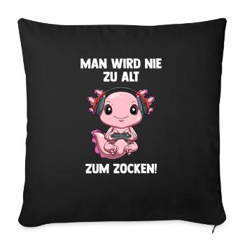 Lustiger Gaming Axolotl - Computer Spiele - Sofakissenbezug 45 x 45 cm - Schwarz - Vorne