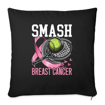 Smash Breast Cancer Badminton Breast Cancer - Sofa pillowcase 17,3'' x 17,3'' (45 x 45 cm) - black - Front