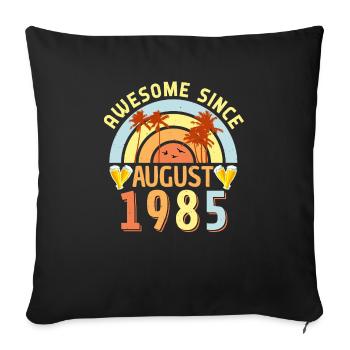 Vœux d’anniversaire pour août 1985 - Housse de coussin décorative 45 x 45 cm - noir - Devant