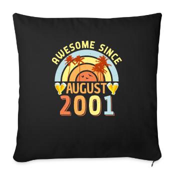 Mois de naissance août 2001 - Housse de coussin décorative 45 x 45 cm - noir - Devant