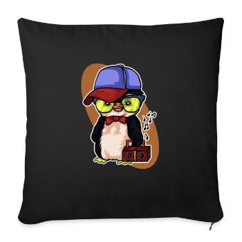 Penguin Tshirt Kids Music Cool Jukebox Music - Sofa pillowcase 17,3'' x 17,3'' (45 x 45 cm) - black - Front