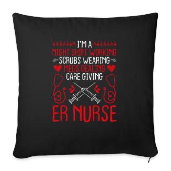 Emergency Medical ER Tech Night Shift ER Nurse - Sofa pillowcase 17,3'' x 17,3'' (45 x 45 cm) - black - Front
