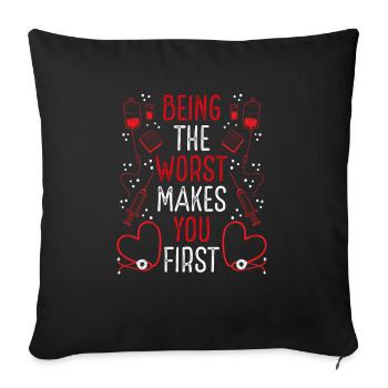 Drôle d’infirmière de triage fait le pire de votre premier triage - Housse de coussin décorative 45 x 45 cm - noir - Devant