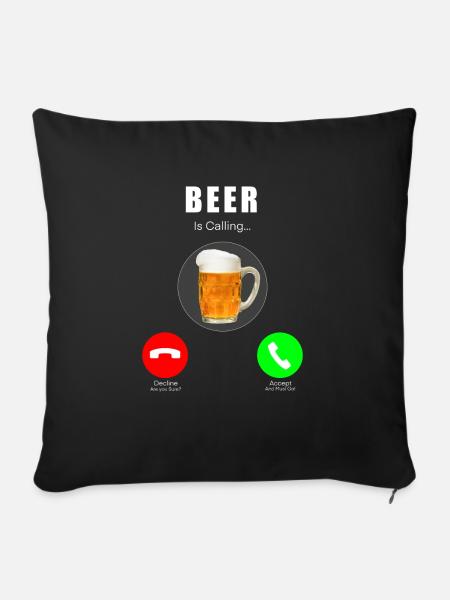 Bier ruft / Beer Is Calling - Sofakissenbezug 45 x 45 cm - Schwarz