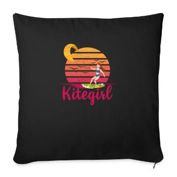 Vintage Kite Surfing Kiting Kiteboarding Kitesurf - Sofakissenbezug 45 x 45 cm - Schwarz - Vorne