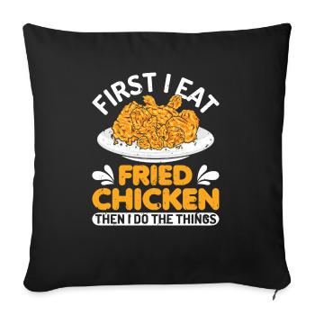 Brathähnchen Glück Fast Food Foodaholic Geschenke - Sofakissenbezug 45 x 45 cm - Schwarz - Vorne