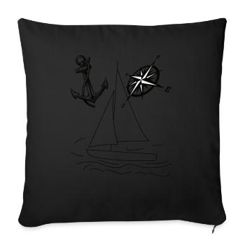 Dériveur à voile aquatique - Housse de coussin décorative 45 x 45 cm - noir - Devant