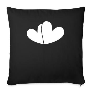 Two White Hearts - Sofa pillowcase 17,3'' x 17,3'' (45 x 45 cm) - black - Front