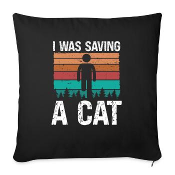 Amputated Leg Survivor saving a Cat Leg Amputee - Sofa pillowcase 17,3'' x 17,3'' (45 x 45 cm) - black - Front