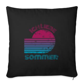Cool Retro Design Été Amour Plage Palmiers - Housse de coussin décorative 45 x 45 cm - noir - Devant