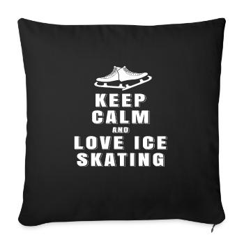 Restez calme et aimez le patinage sur glace Cool Thé de patinage - Housse de coussin décorative 45 x 45 cm - noir - Devant