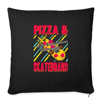 Vintage Pizza & Skateboard 100% Satisfaction - Sofa pillowcase 17,3'' x 17,3'' (45 x 45 cm) - black - Front