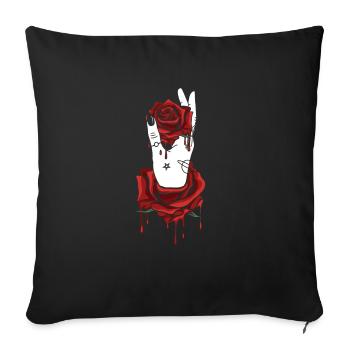 Aesthetic Dark Pattern Hand Bleeding Holding Rose - Sofa pillowcase 17,3'' x 17,3'' (45 x 45 cm) - black - Front