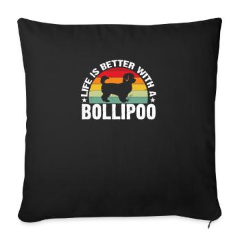 Bollipoo Chien Race De Chien Cadeau Chien Bollipoo - Housse de coussin décorative 45 x 45 cm - noir - Devant