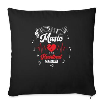 Music Heartbeat Music Lover Life Songs - Sofa pillowcase 17,3'' x 17,3'' (45 x 45 cm) - black - Front