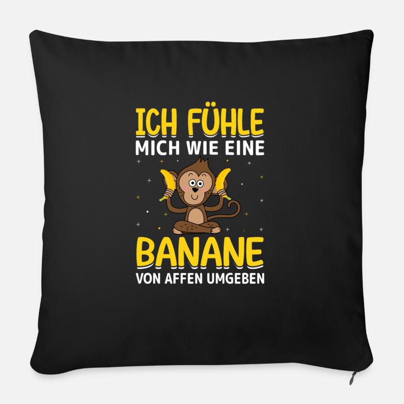 Banane Affe Arbeit - Sofakissenbezug 45 x 45 cm - Schwarz