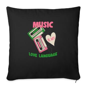 Music Is My Love Language mixtape retro cassettes - Sofa pillowcase 17,3'' x 17,3'' (45 x 45 cm) - black - Front
