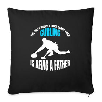 Pierre de curling Père Curl Papa Curler Pierre de curling - Housse de coussin décorative 45 x 45 cm - noir - Devant