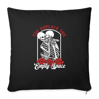 Romantic Gothic Bones Skeleton Roses Death Grave - Sofakissenbezug 45 x 45 cm - Schwarz - Vorne