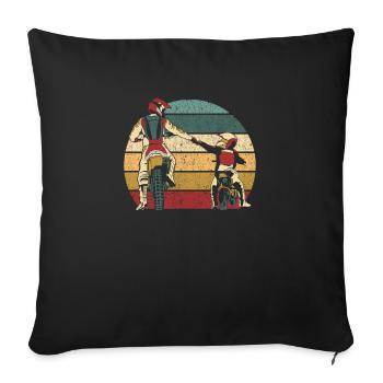 Cool Papa Dirt Bike Rider Motocross Père Fils Bike - Housse de coussin décorative 45 x 45 cm - noir - Devant