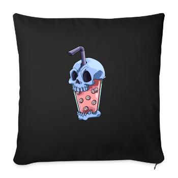 Kawaii Bubble Tea Totenkopf - Lustiger und - Sofakissenbezug 45 x 45 cm - Schwarz - Vorne