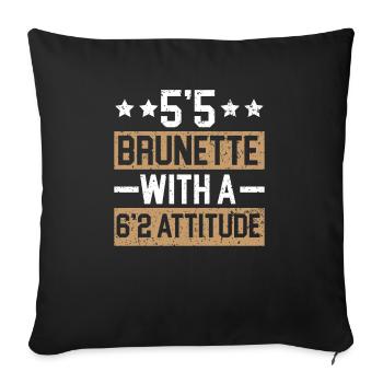 5'5 Brunette avec une attitude 6'2 cheveux blonds - Housse de coussin décorative 45 x 45 cm - noir - Devant