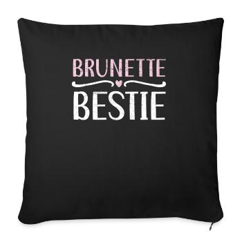 Brunette Bestie Cheveux Bruns Blonde Meilleure Amie - Housse de coussin décorative 45 x 45 cm - noir - Devant