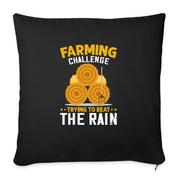 Défi agricole pour battre la ferme amusante de la pluie - Housse de coussin décorative 45 x 45 cm - noir - Devant
