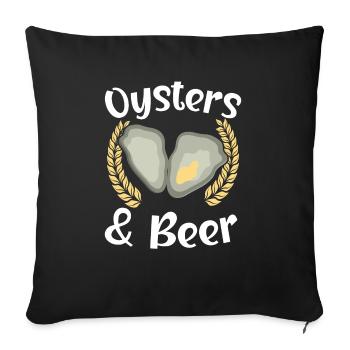 Huître et bière Boire coquillage Mollusque Animal - Housse de coussin décorative 45 x 45 cm - noir - Devant