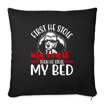 Shih Tzu First He Stole My Heart Funny - Sofa pillowcase 17,3'' x 17,3'' (45 x 45 cm) - black - Front