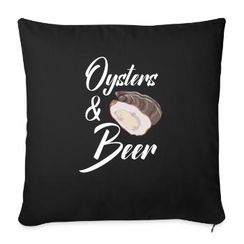 Huître et bière Boire coquillage Mollusque Animal - Housse de coussin décorative 45 x 45 cm - noir - Devant