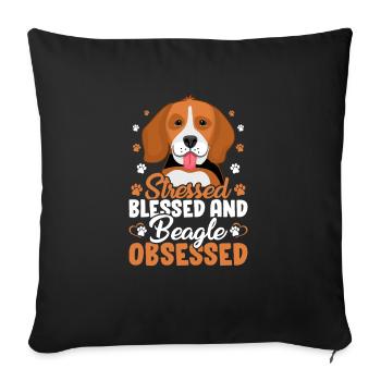 Gesegneter Beagle Besessen Lustiger Hundehalter - Sofakissenbezug 45 x 45 cm - Schwarz - Vorne