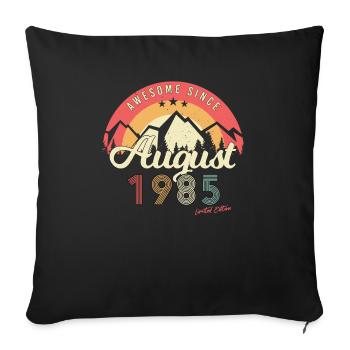 Year of construction in August 1985 - Sofa pillowcase 17,3'' x 17,3'' (45 x 45 cm) - black - Front