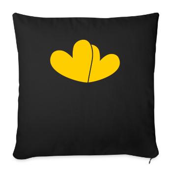 Two Yellow Hearts - Sofa pillowcase 17,3'' x 17,3'' (45 x 45 cm) - black - Front