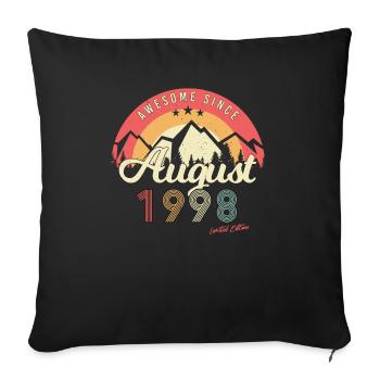 Mois de naissance Août 1998 - Housse de coussin décorative 45 x 45 cm - noir - Devant